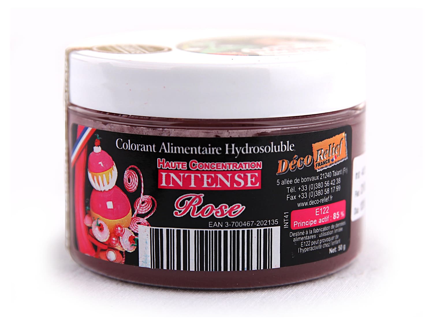Colorant alimentaire en poudre hydrosoluble couleur rouge royal intense -  Pot de 50g