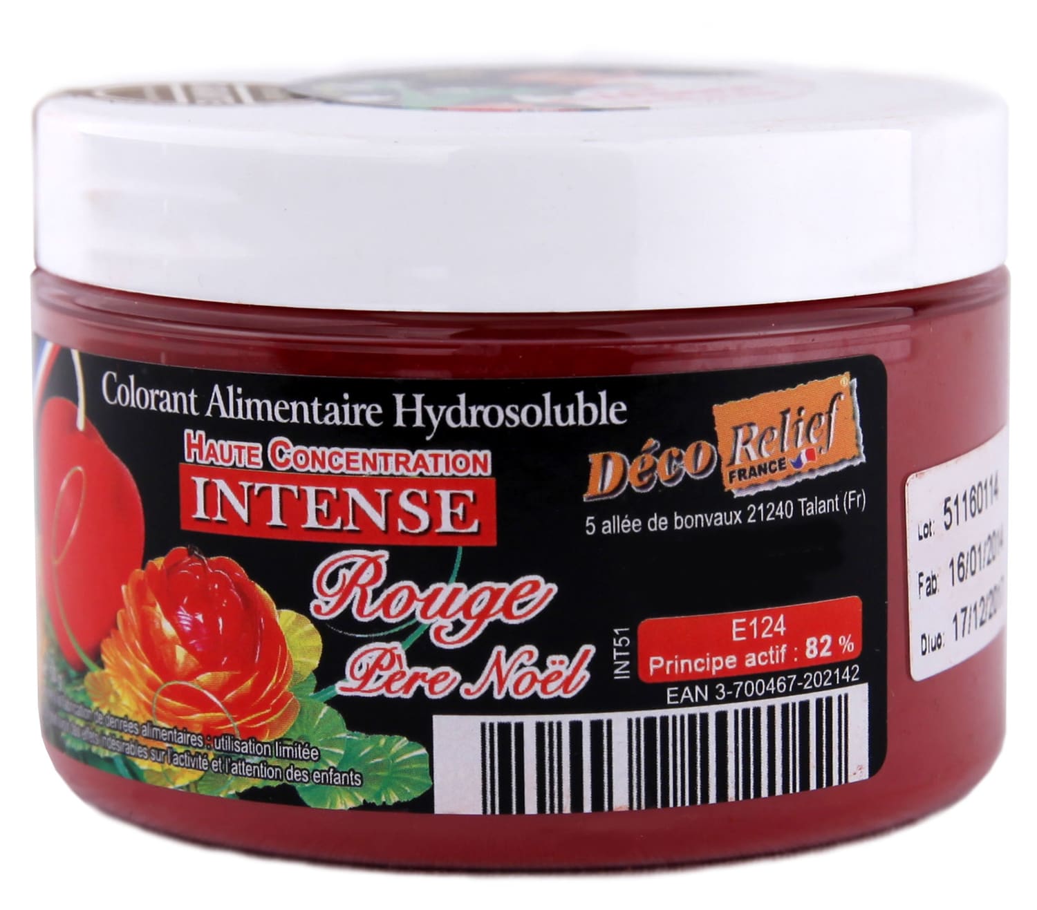 Colorant alimentaire en poudre hydrosoluble couleur rouge princesse intense  - Pot de 50g