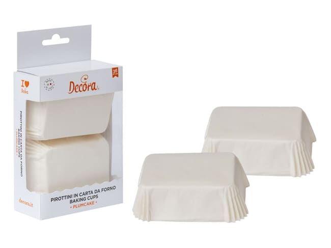 Caissettes mini cakes coloris blanc (x 36) - 8 x 5 x ht 3,2 cm - Decora