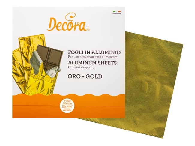 Feuilles aluminium (x 150) - pour chocolats et bonbons - Or (20 x 20 cm) - Decora