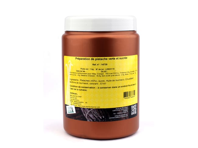 Pâte de pistache 45% - verte et sucrée - 1 kg - Eurovanille