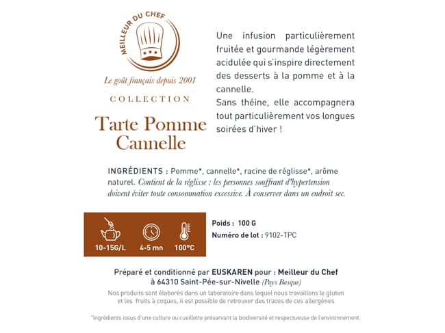 Infusion tarte pomme cannelle - 100 g - Euskaren