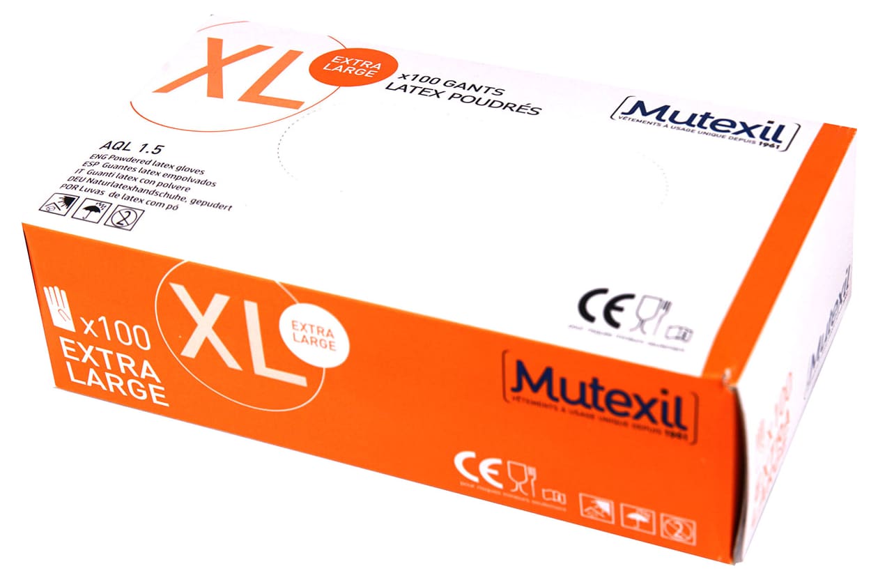 Gants latex jetables à usage unique TAILLE XL (x100)