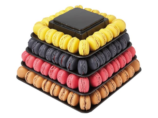 Pyramide à macarons version carrée - noire - Présentoir à gâteau