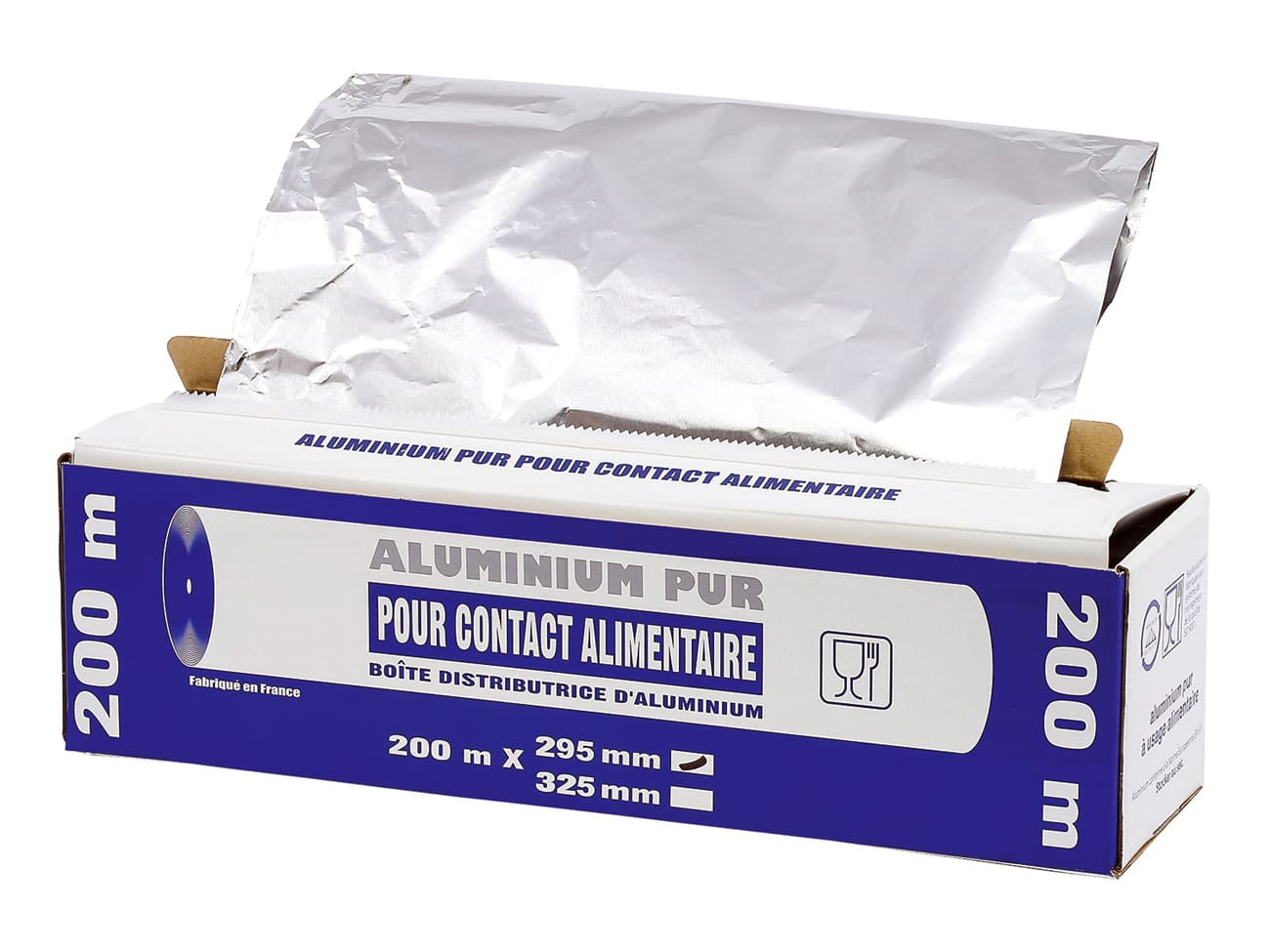 Papier aluminium alimentaire en boite distributrice - 30 cm x 200