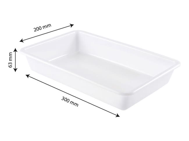 Bac plat 2 L blanc - 30 x 20 x ht 6,3 cm - Gilac