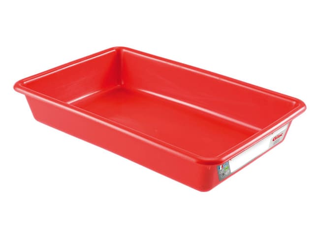 Bac plat 3 L rouge - norme HACCP - 34 x 23 x ht 7 cm - Gilac