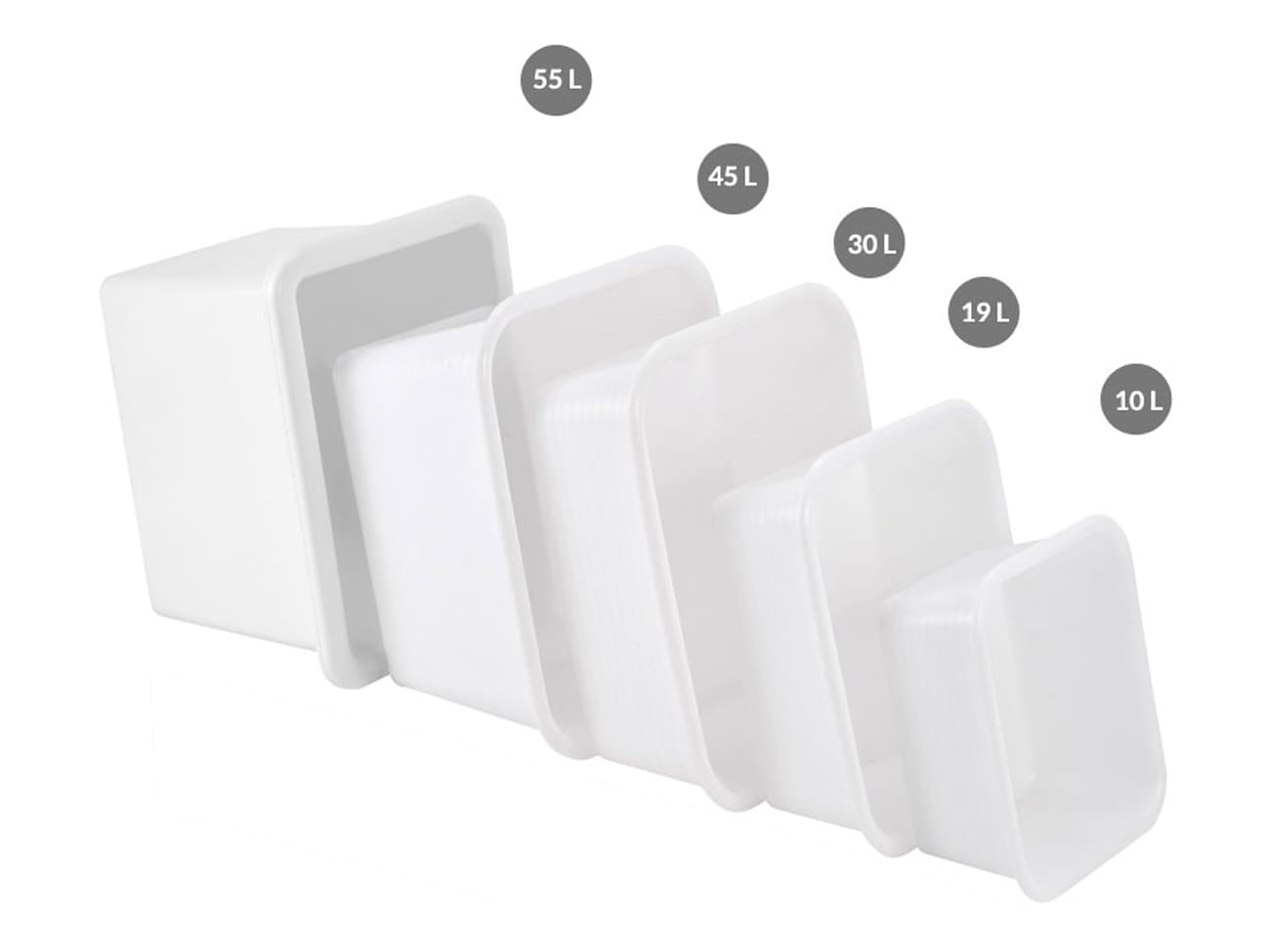 Bac rectangulaire renforcé emboîtable 30 L - blanc - GILAC main image 1
