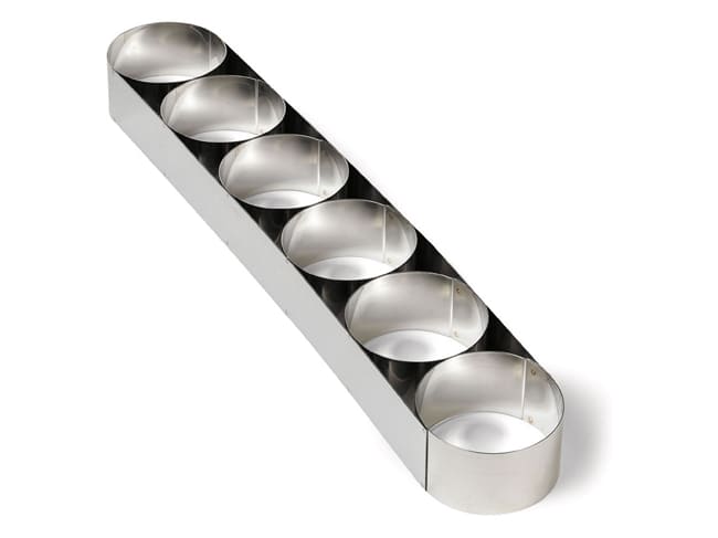 Attelage 6 cercles à mousse inox - ht 4 cm - Ø 7,5 cm - Gobel