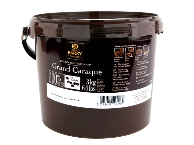 Pâte de cacao Grand Caraque - 100% de cacao - 3 kg - Cacao Barry