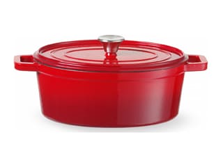 Cocotte ovale en fonte - rouge - 36,5 x 29 cm - Hendi