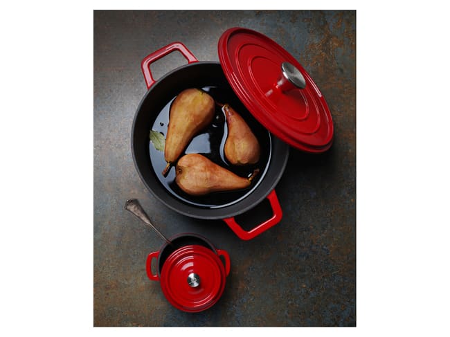 Cocotte ovale en fonte - rouge - 36,5 x 29 cm - Hendi