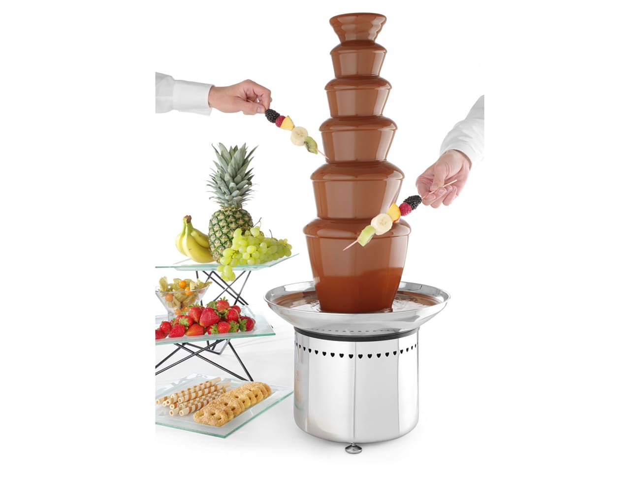 Fontaine à chocolat en inox avec 2 Niveaux, pour 1 Kg de chocolat, Desserts et sucreries