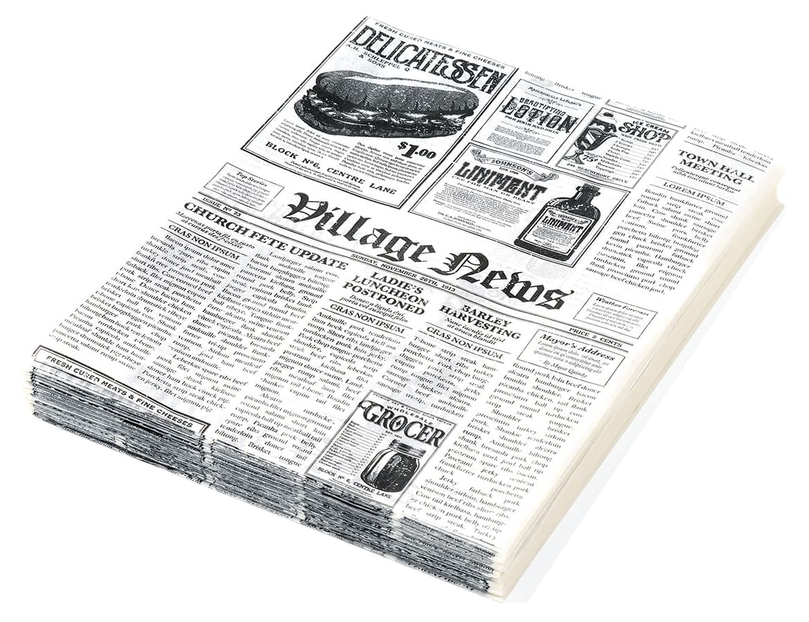 Papier sulfurisé (x 500) - impression journal - 25 x 20 cm - Meilleur