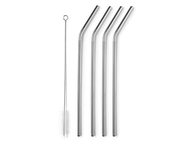 Paille inox vendue par lot de 6 + goupillon de nettoyage : ici achat pas  cher