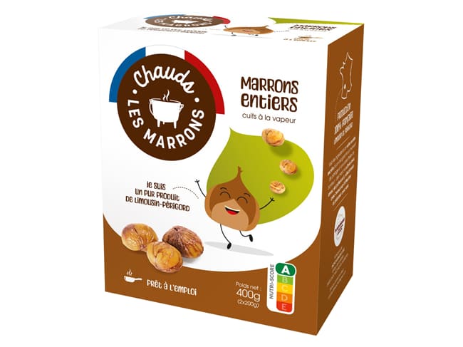 Marrons entiers sous vide - cuits à la vapeur - 2 x 200 g - Chauds les marrons