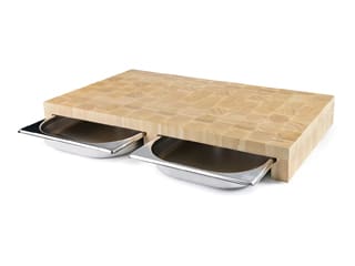 Planche à découper en bois - avec 2 bacs inox - 61 x 34 cm - Lacor