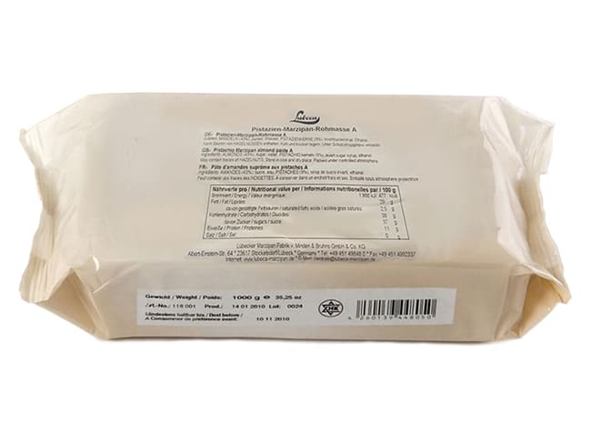 Pâte d'amande Suprême aux pistaches - origine Méditerranée - 1 kg - Lubeca