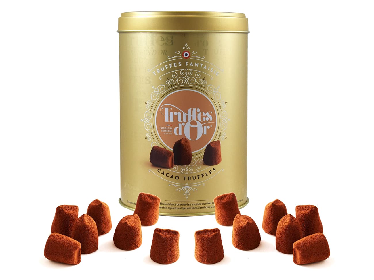 Truffes fantaisie natures en boite fer vintage - Chocolat Mathez