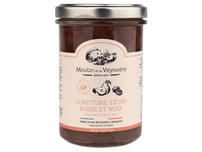 Confiture extra poire et noix - 250 g - Moulin de la Veyssière