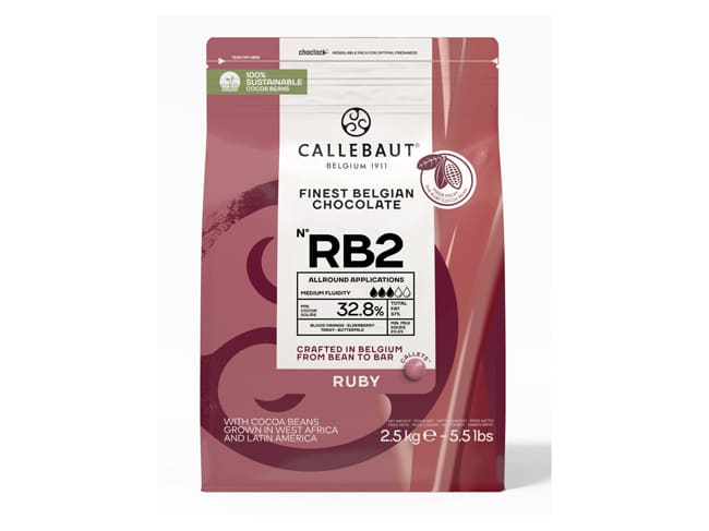 Chocolat rose Ruby - 47,3% cacao - 2,5 kg - Callebaut