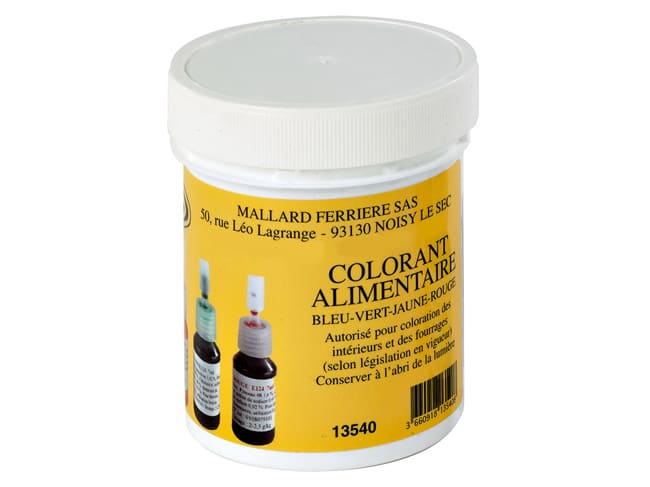 4 colorants alimentaires - hydrosoluble - Mallard Ferrière