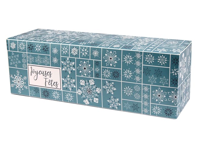 Boite Buche de Noel - Blanche et Argent - 6 Formats - colis x25