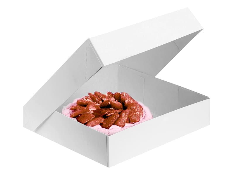 Boîte à entremets carrée blanche - hauteur 8 cm - 40 x 40 cm