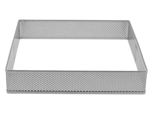 Carré à tarte perforé inox - ht 3,5 cm - 16 x 16 cm - Mallard Ferrière