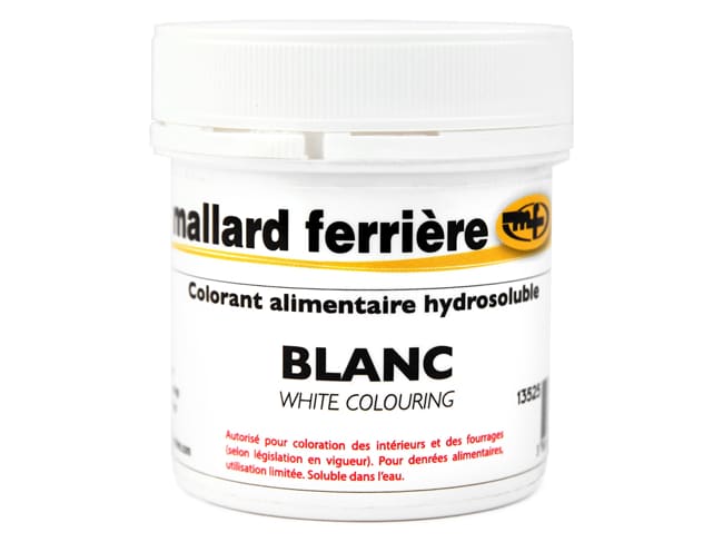 Colorant poudre blanc - hydrosoluble - 20 g - Mallard Ferrière