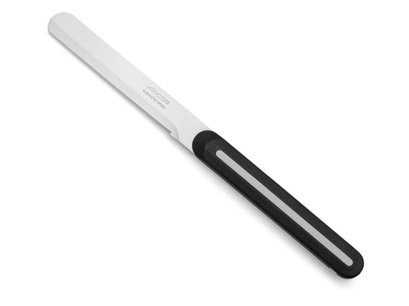 Couteau microdenté à bout rond - manche noir - lame 10 cm - Arcos ...