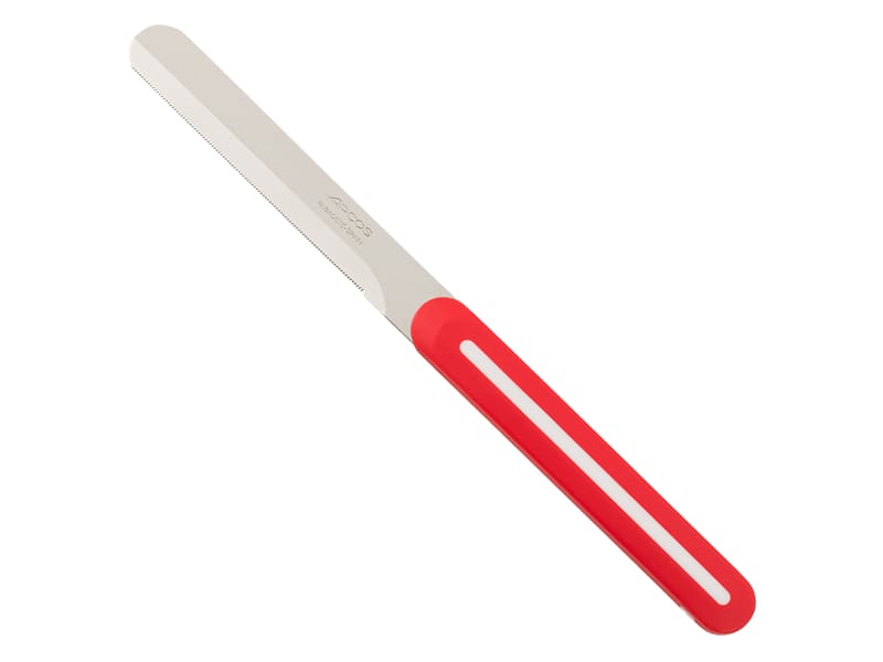 Couteau microdenté à bout rond - manche rouge - lame 10 cm - Arcos ...