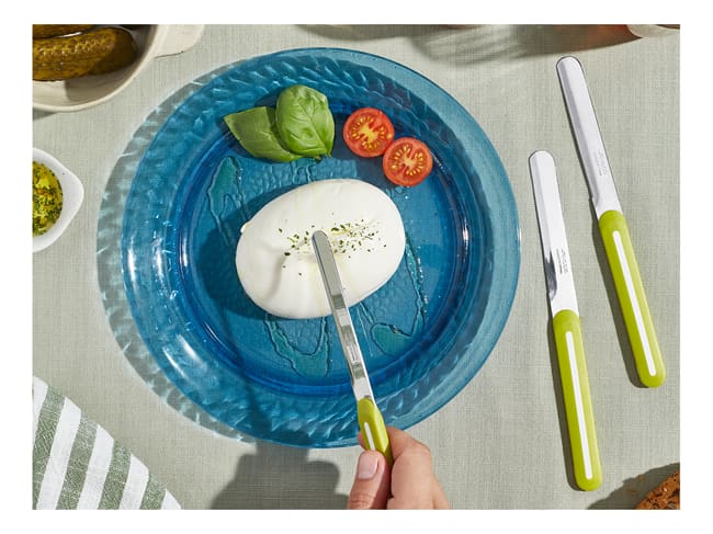 Couteau microdenté à bout rond - 10 cm - Vert - Arcos