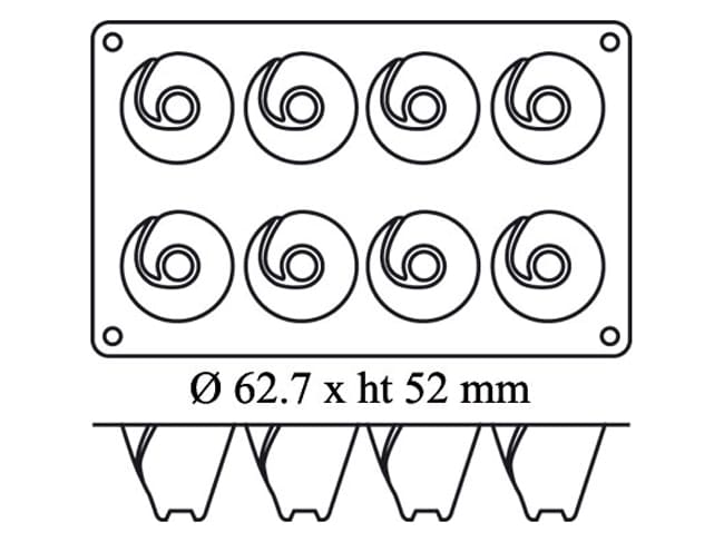 Moule silicone Silicon Flex - 8 volcans Ø 6,2 cm - 30 x 17,5 cm - Silikomart