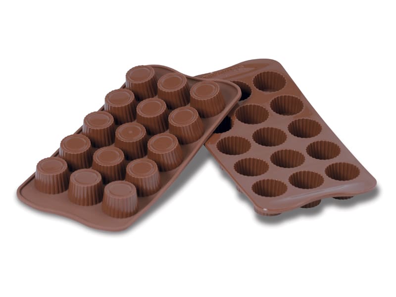 Moule silicone pour chocolat - 15 ronds nervurés - Easy Choc
