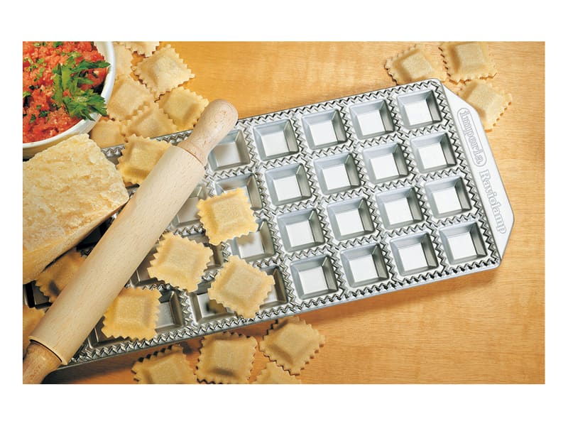 Moule à Raviolis En Bois 2 En 1 - Motif Tressé Et Nid D'abeille Avec Abeilles - Pour Pâtes Maison, Taille 20 Cm