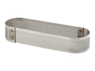 Oblong à tarte perforé inox - ht 2 cm - 12 x 3,5 cm - Mallard Ferrière