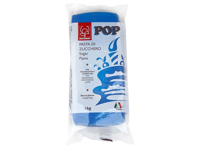 Pâte à sucre - coloris bleu - Sachet de 1 kg DDM proche - Modécor