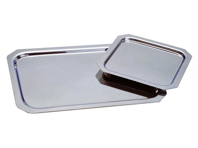 Plateau inox à pans coupés - poli brillant - 38 x 31 cm - Mallard Ferrière