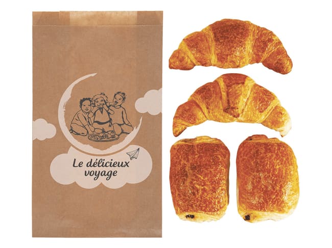 Sac à croissants kraft (x 1000) - N°107 - brioche - 7 croissants