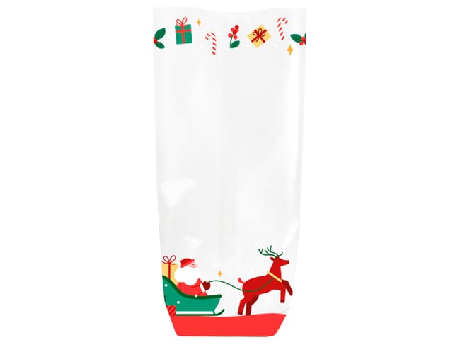 Sachet à confiserie (x 100) - traîneau de Noël - 22 x 10 cm