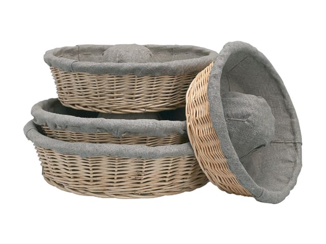 TSUOUKL Lot De 3 Bannetons Ronde Et Ovale Avec Doublures En Tissu - Paniers De Fermentation Pour Pain Et Levain
