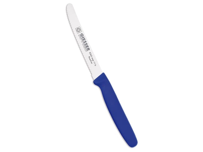 Couteau cranté - Lame 11 cm - Manche bleu - Giesser Messer