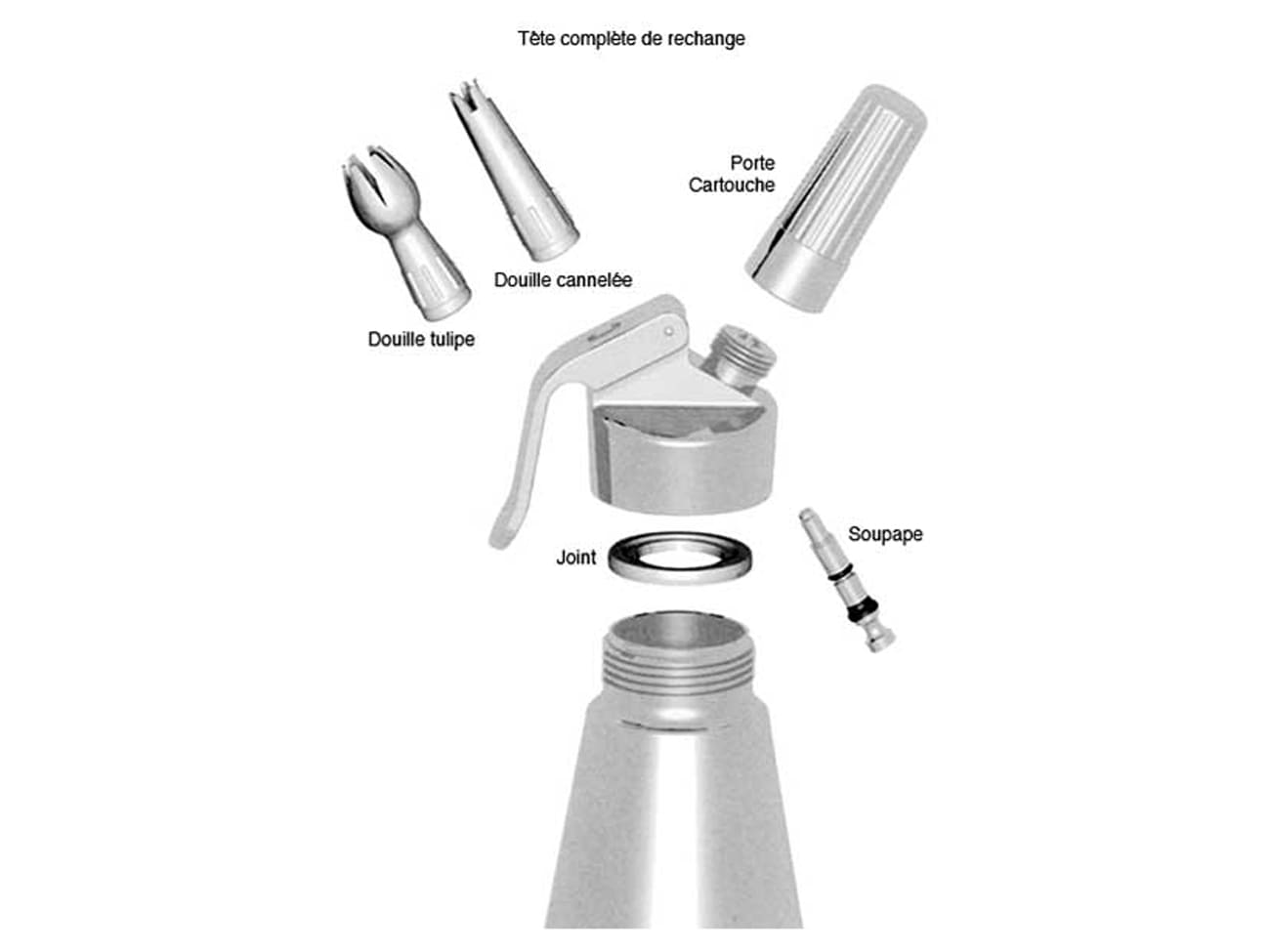 RONGJJ Siphon De Chantilly Professionel, 3 Buses Au Décoration en Acier  Inoxydable, Un Syphon pour Cuisiner en INOX à Crème Chantilly Plus, Fait De  La