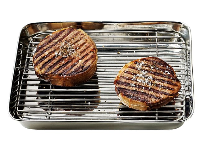 Plat de cuisson en inox avec grille 39.5X28.5X6cm