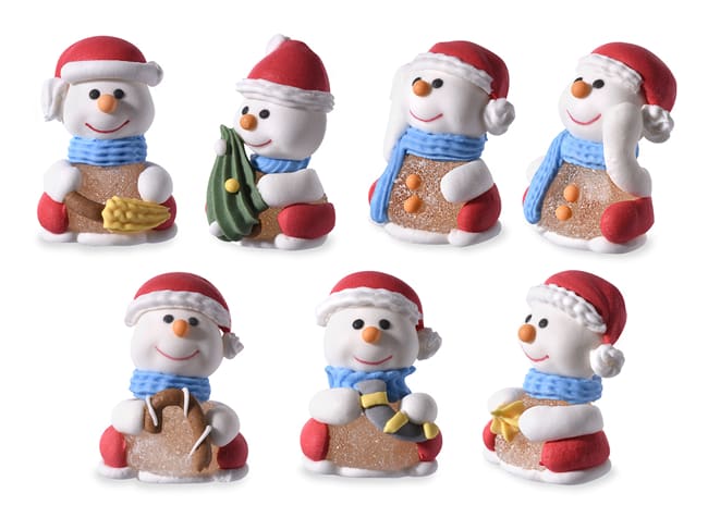 Décors en sucre et gelée - Bonhommes de Neige - 7 figurines - Modécor