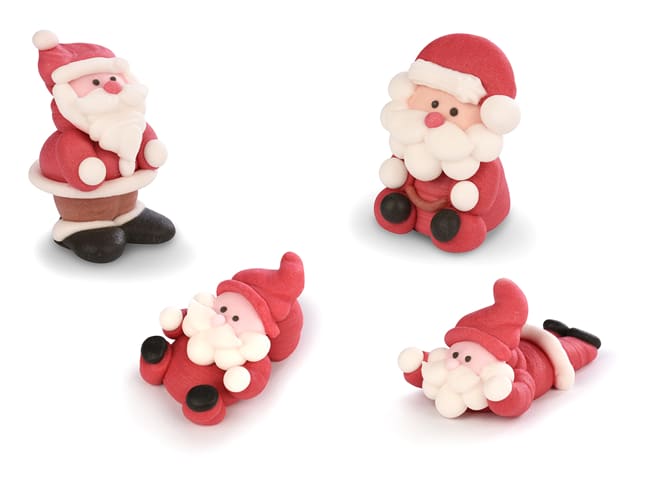 Décors en sucre - Assortiment Père Noel - x 4 - Modécor