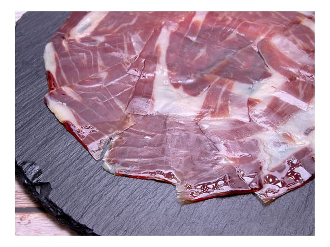 Jambon de Bellota découpé à la main - 100% Ibérique AOP affiné 36 mois - 100 g DDM proche - Montesano