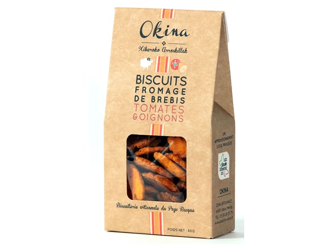 Biscuit au fromage de brebis - tomates et oignons - 80 g DDM proche - Okina