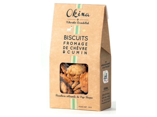 Biscuit au fromage de chèvre - et cumin - 80 g - Okina